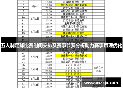 五人制足球比赛时间安排及赛事节奏分析助力赛事管理优化